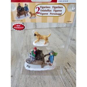 Lemax dog log cart kids set village Xmas 2018 new